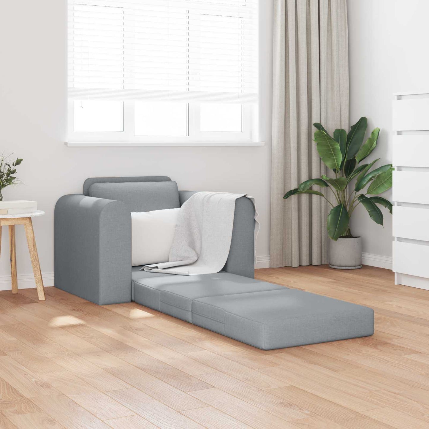 Folding Sofa Bed Light Grey 98 x 71 x 83 cm Fabric
