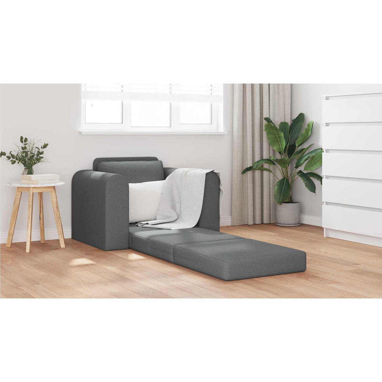 Folding Sofa Bed Dark Grey 98 x 71 x 83 cm Fabric