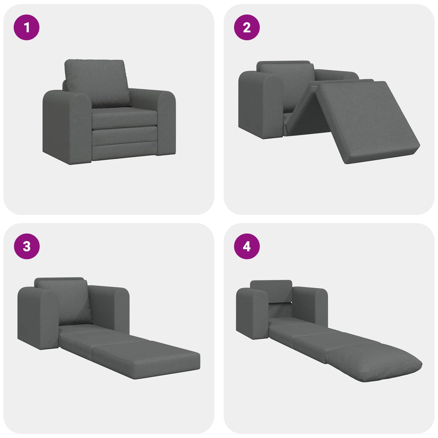 Folding Sofa Bed Dark Grey 98 x 71 x 83 cm Fabric