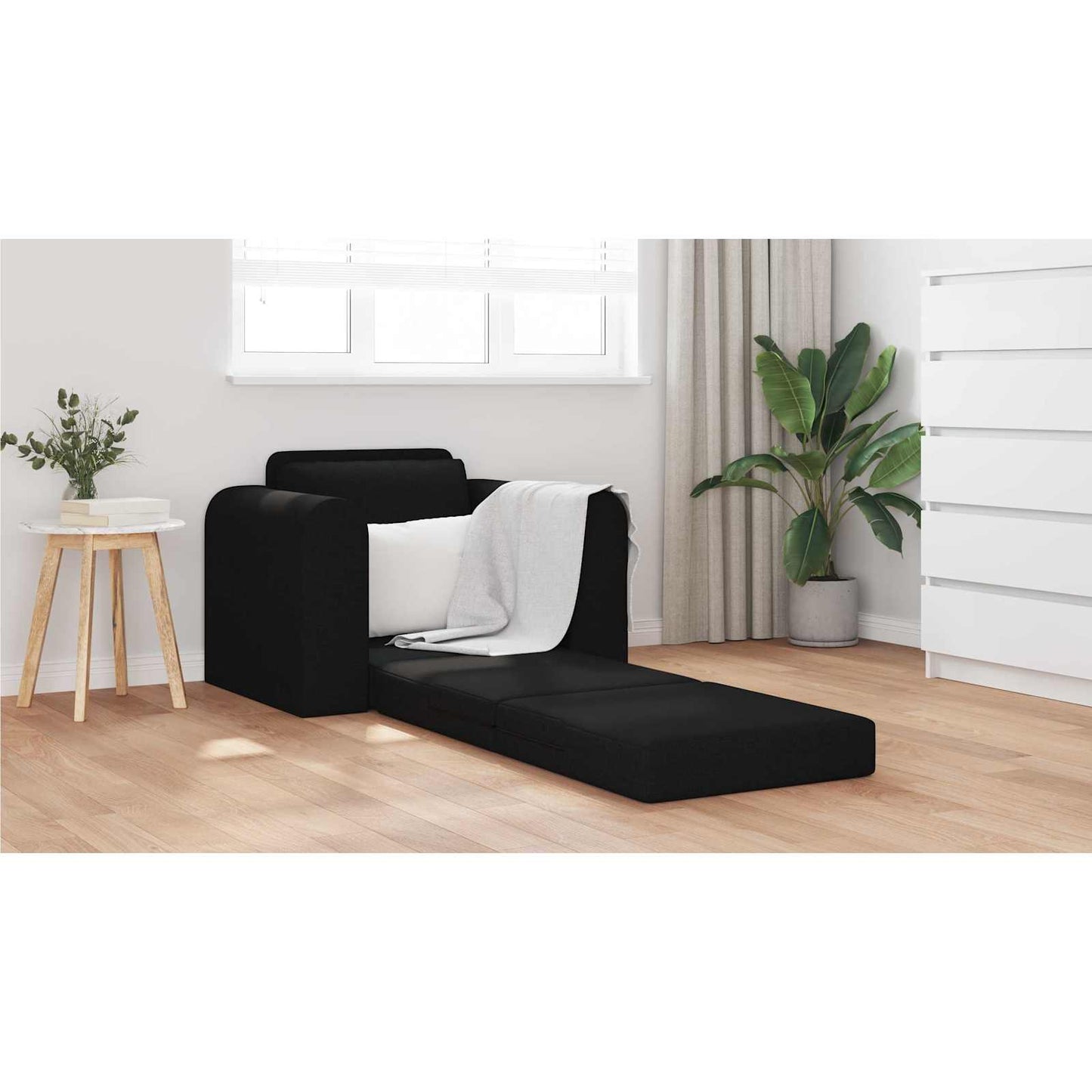 Folding Sofa Bed Black 98 x 71 x 83 cm Fabric