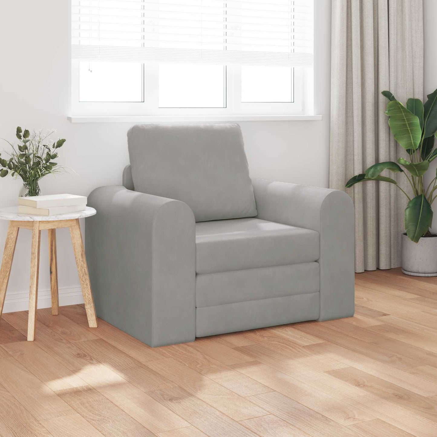 Folding Sofa Bed Light Grey 98 x 71 x 83 cm Velvet