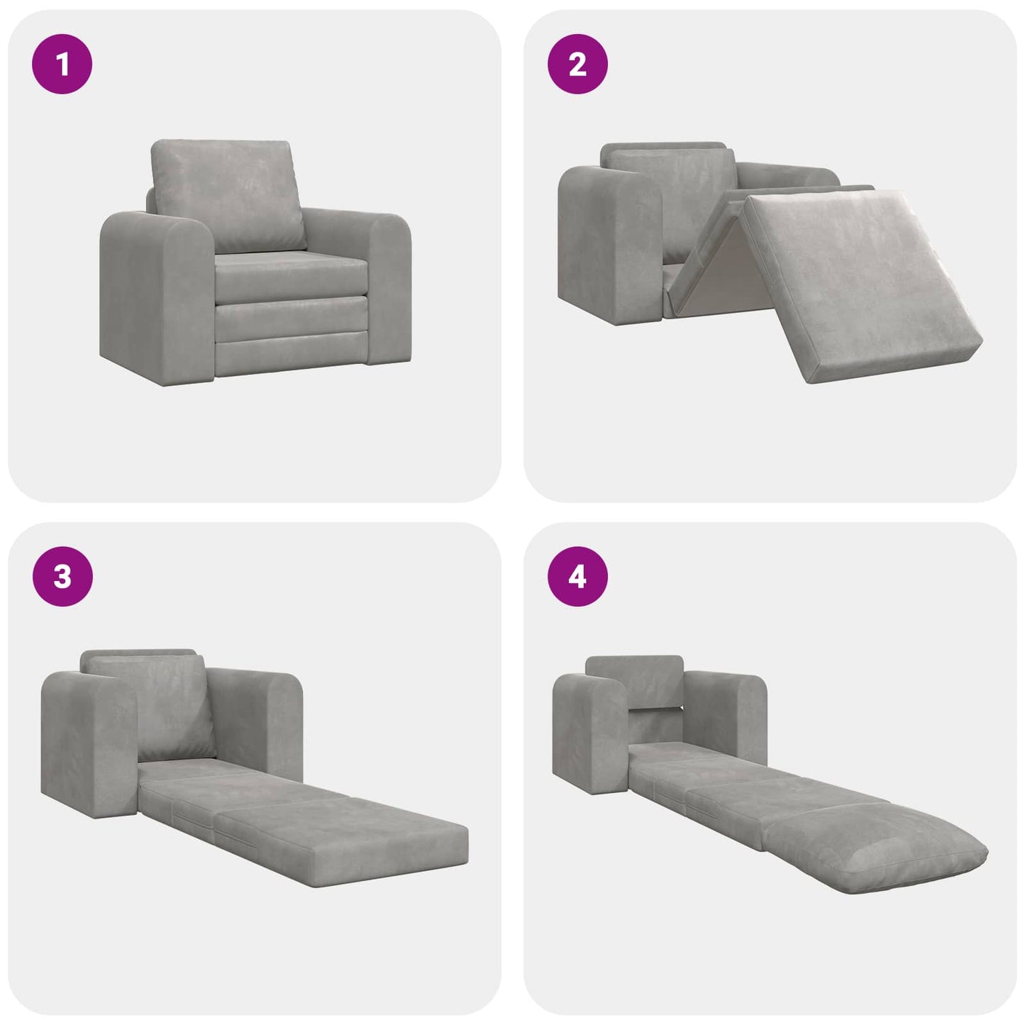 Folding Sofa Bed Light Grey 98 x 71 x 83 cm Velvet