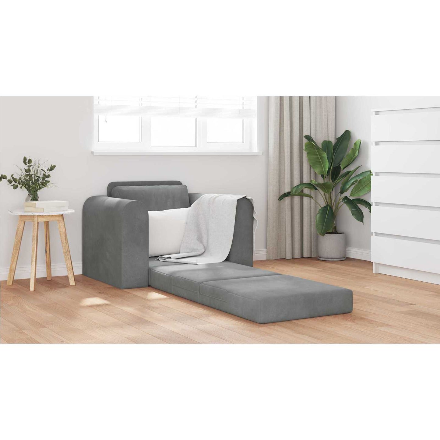 Folding Sofa Bed Dark Grey 98 x 71 x 83 cm Velvet