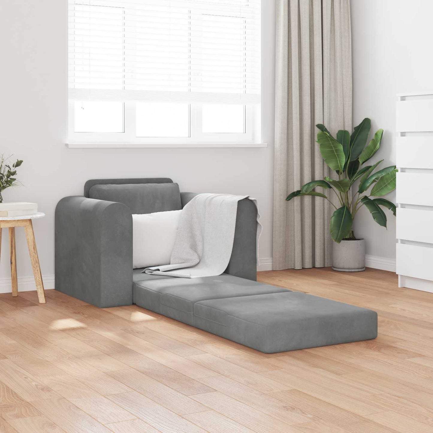 Folding Sofa Bed Dark Grey 98 x 71 x 83 cm Velvet