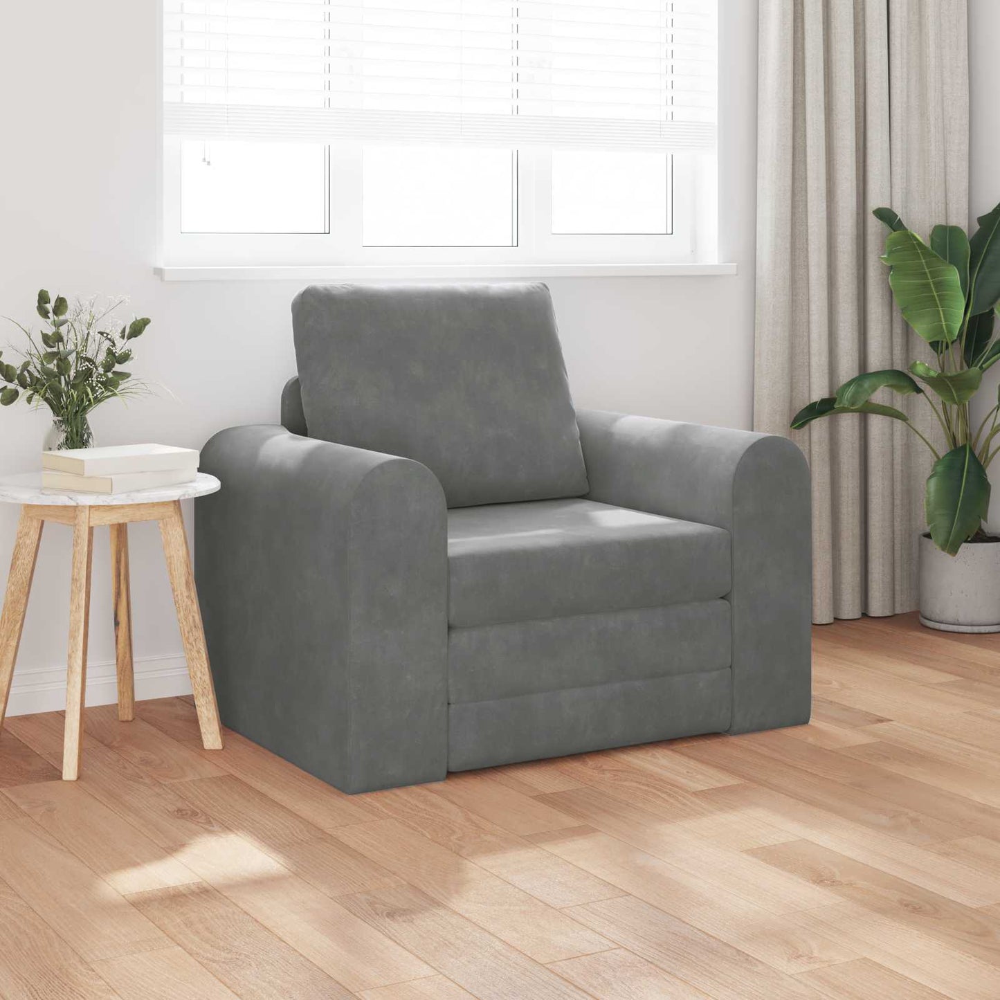 Folding Sofa Bed Dark Grey 98 x 71 x 83 cm Velvet