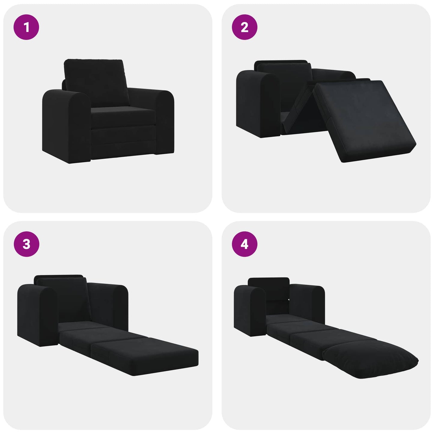 Folding Sofa Bed Black 98 x 71 x 83 cm Velvet
