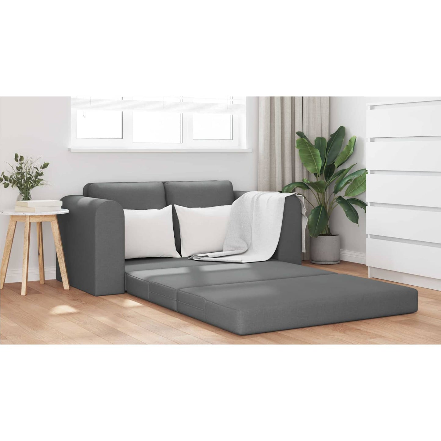Folding Sofa Bed Dark Grey 148 x 71 x 83 cm Fabric