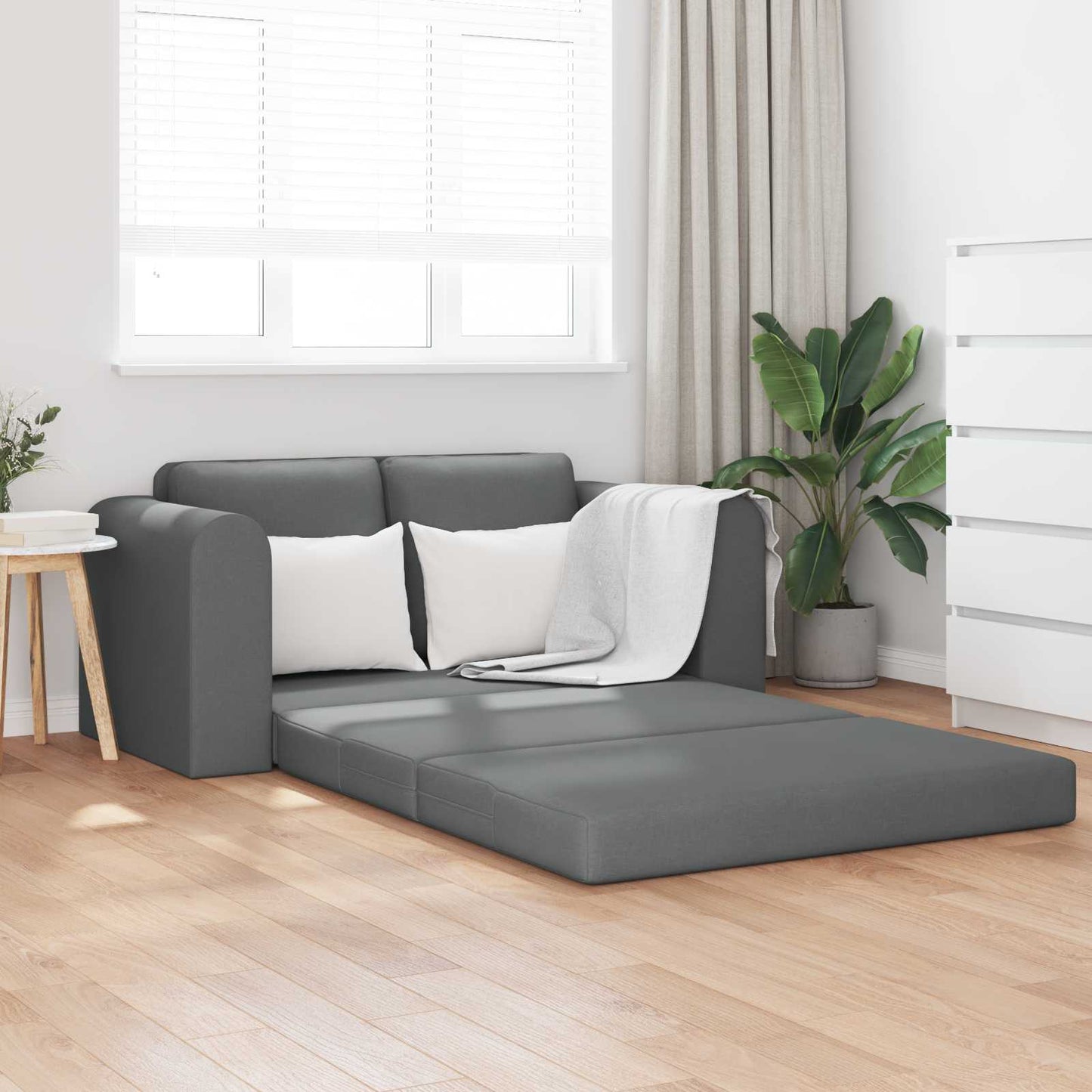 Folding Sofa Bed Dark Grey 148 x 71 x 83 cm Fabric