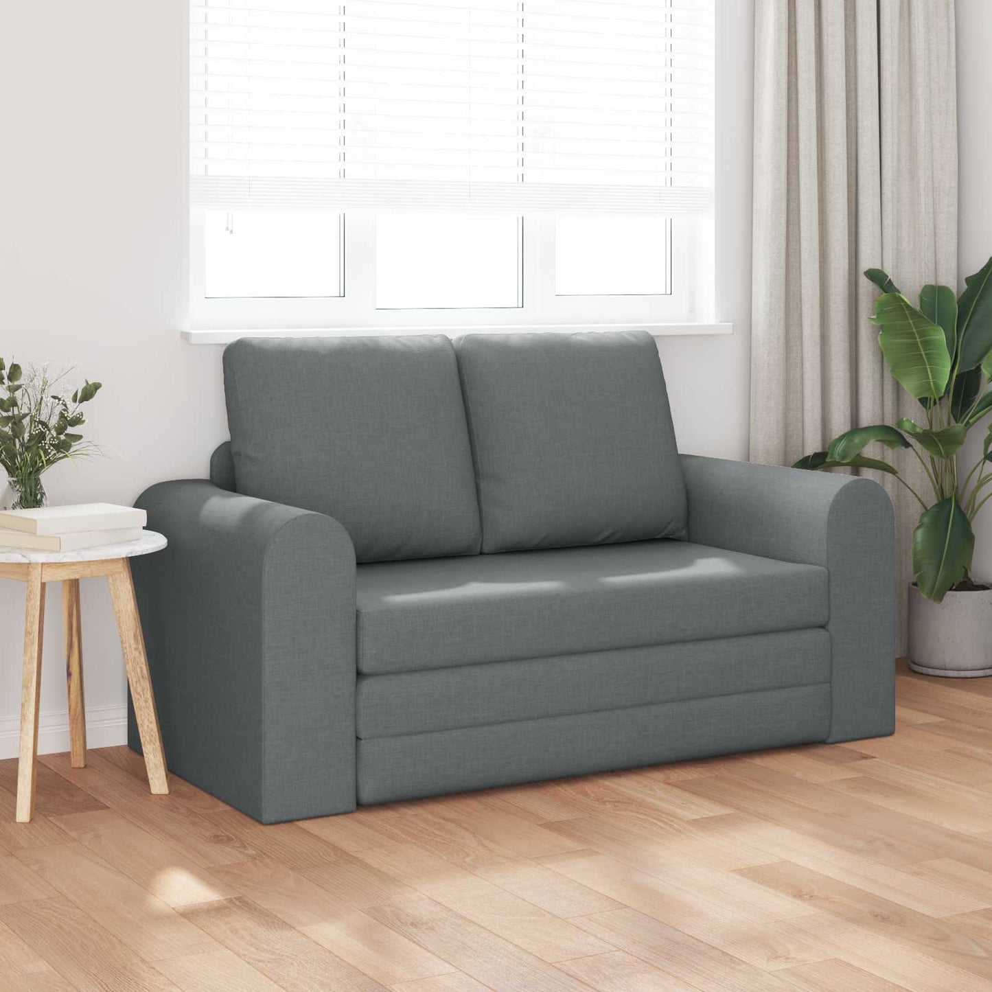 Folding Sofa Bed Dark Grey 148 x 71 x 83 cm Fabric