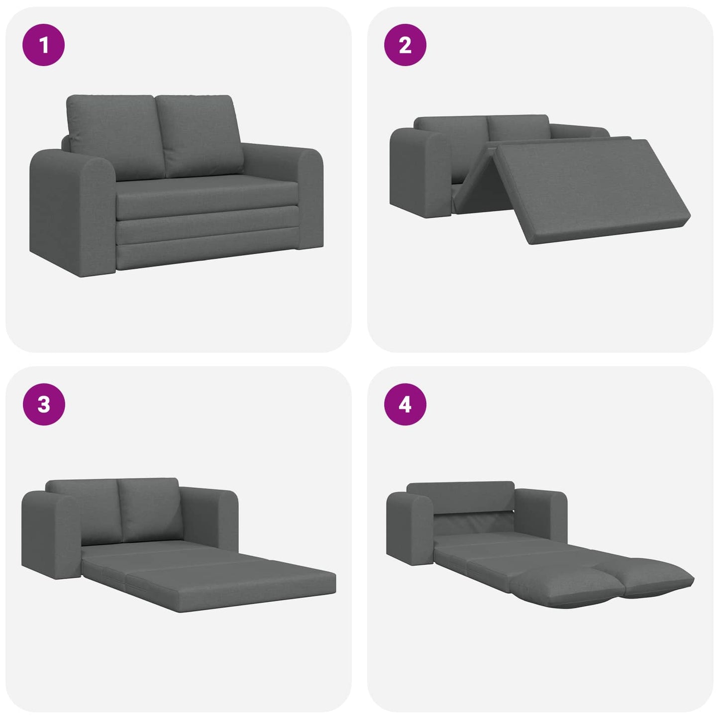 Folding Sofa Bed Dark Grey 148 x 71 x 83 cm Fabric