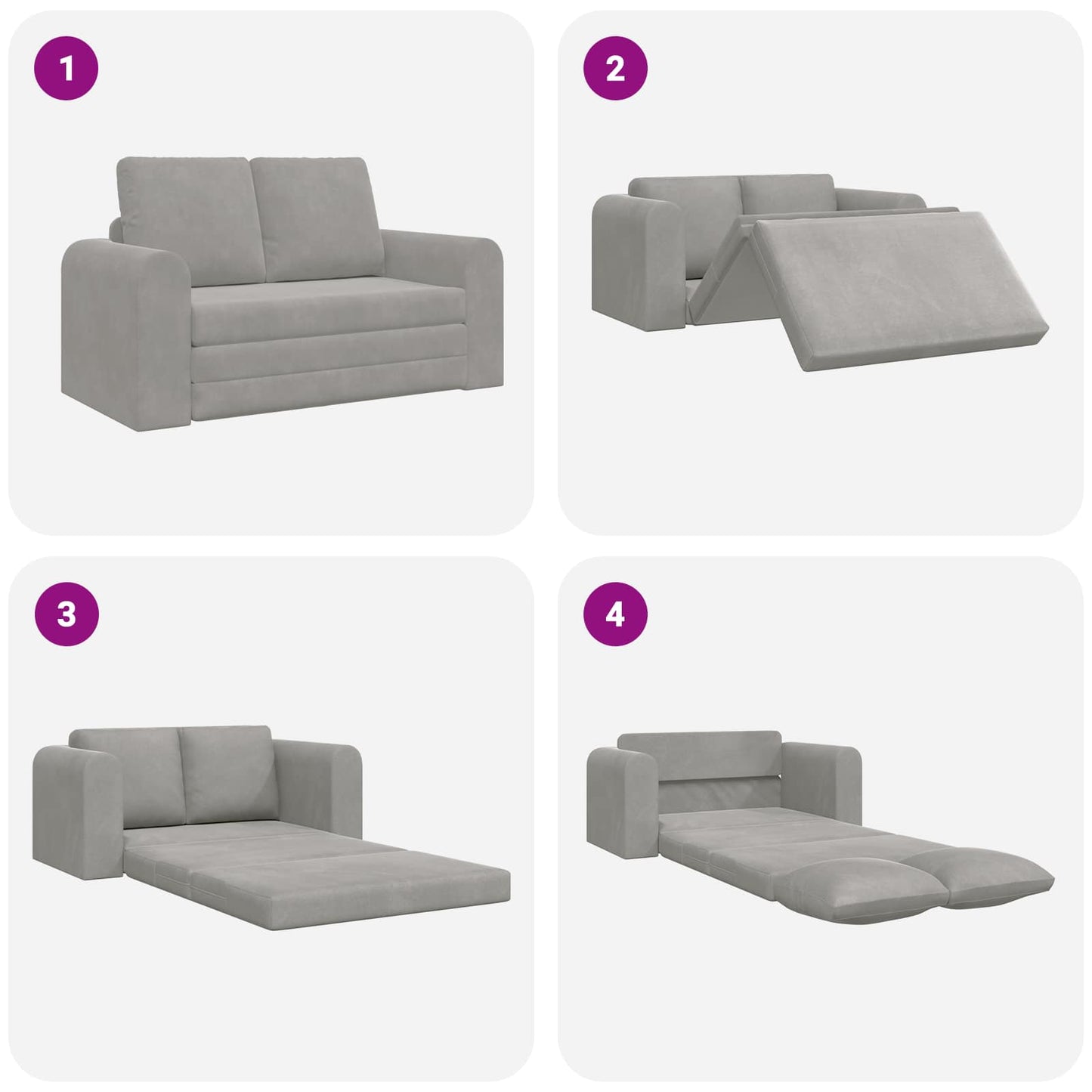 Folding Sofa Bed Light Grey 148 x 71 x 83 cm Velvet