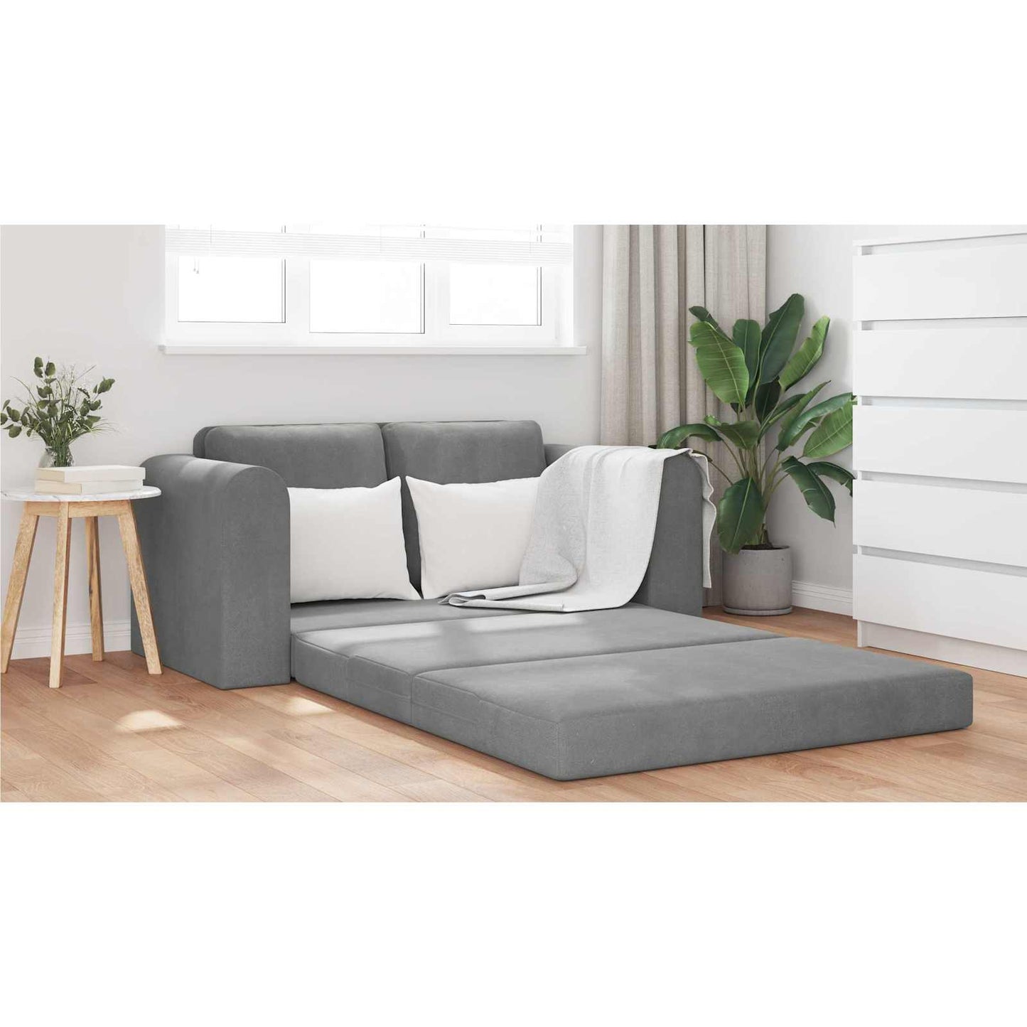 Folding Sofa Bed Dark Grey 148 x 71 x 83 cm Velvet