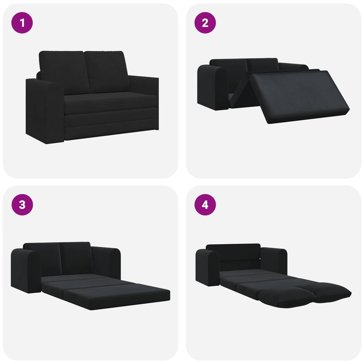 Folding Sofa Bed Black 148 x 71 x 83 cm Velvet