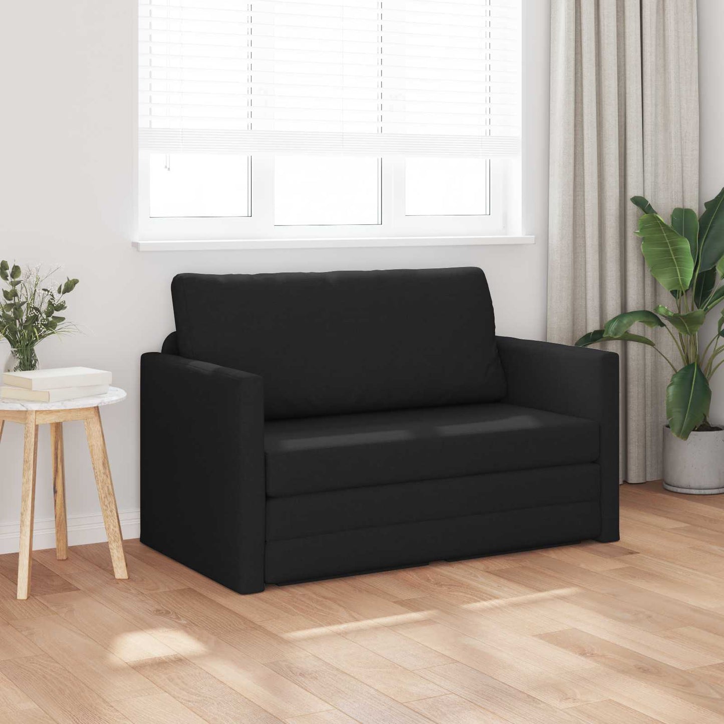 2-Seater Folding Sofa Bed Black 124 x 71 x 78 cm Fabric