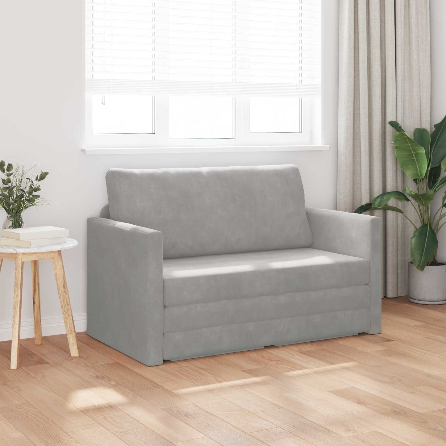 Folding Sofa Bed Light Grey 124 x 71 x 78 cm Velvet