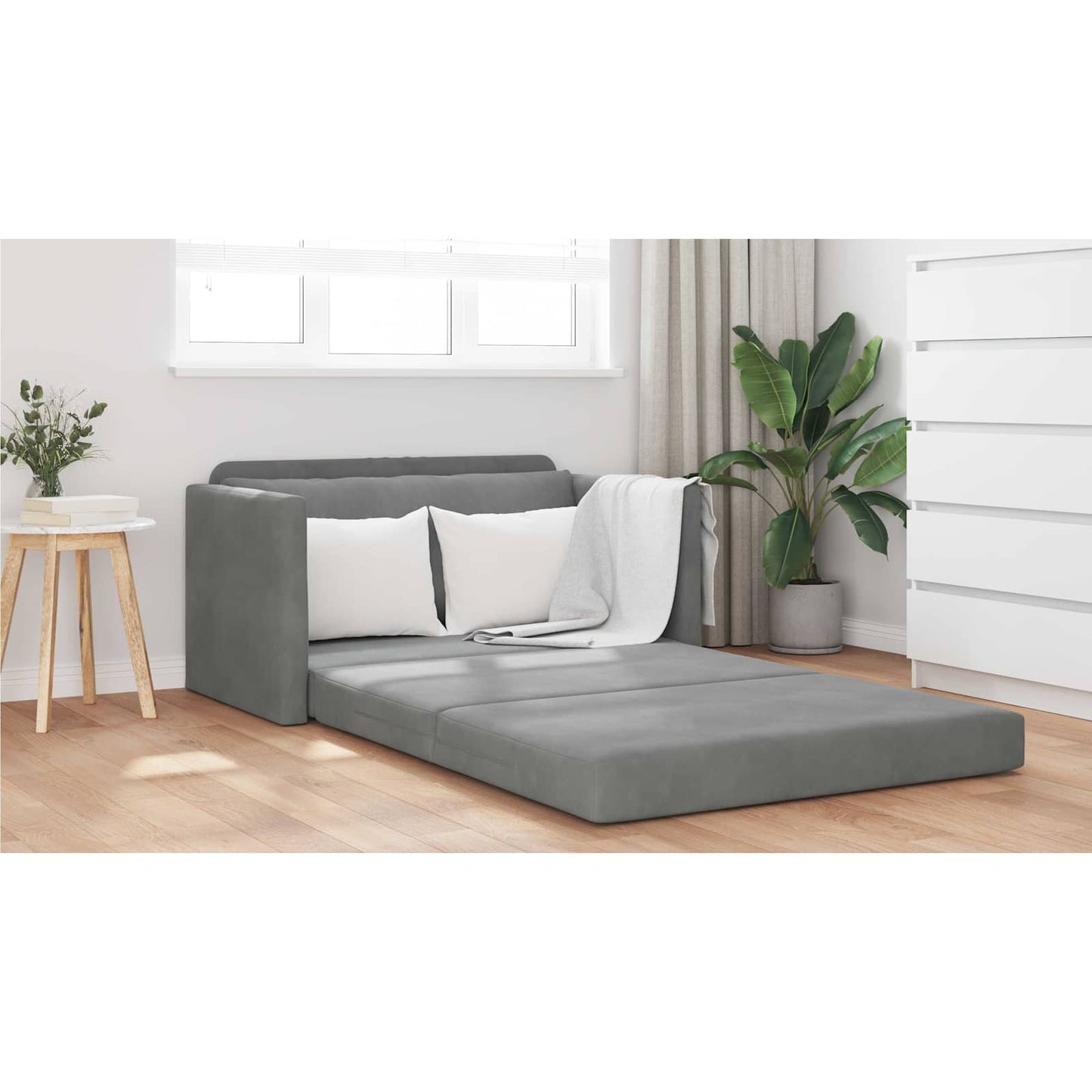 Folding Sofa Bed Dark Grey 124 x 71 x 78 cm Velvet