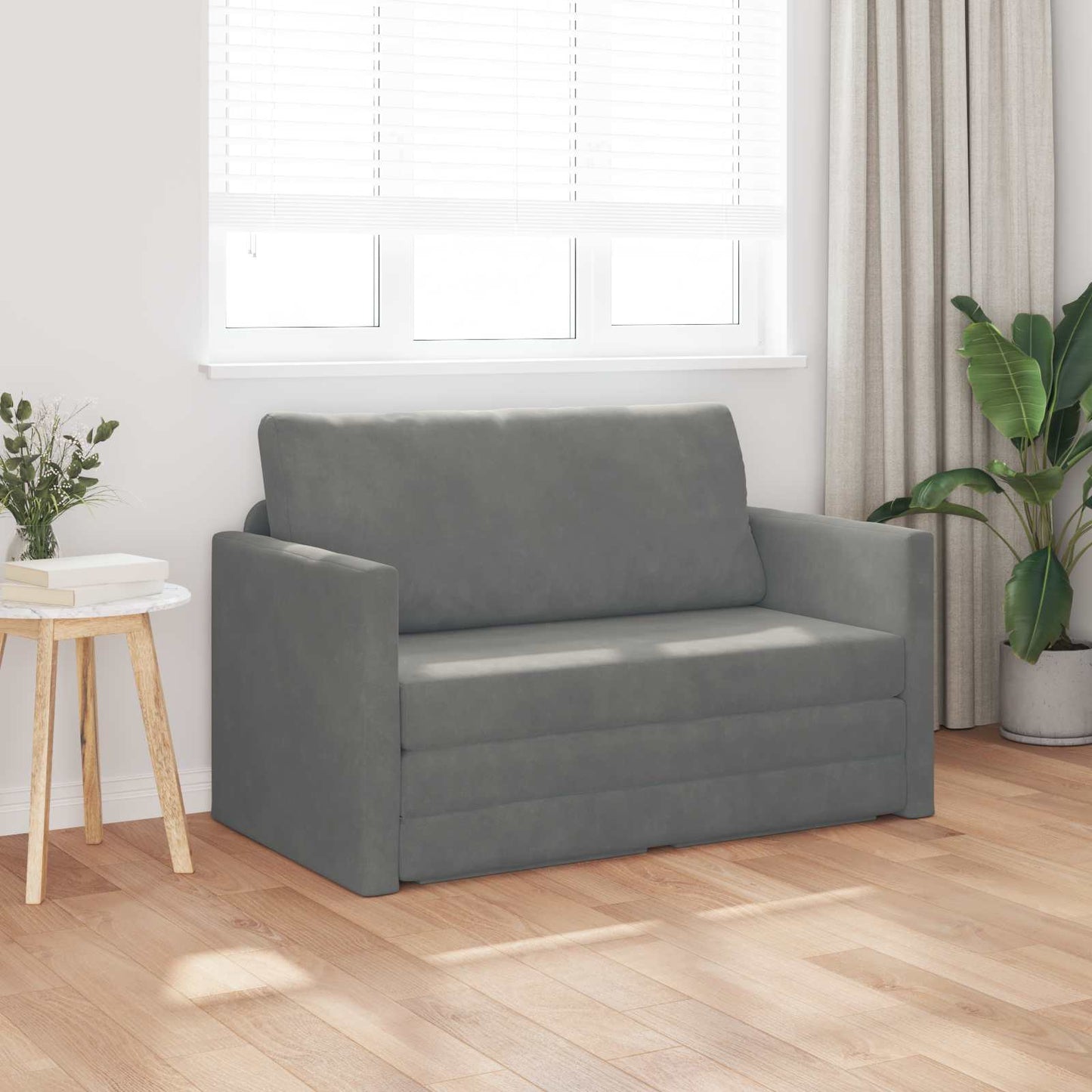 Folding Sofa Bed Dark Grey 124 x 71 x 78 cm Velvet