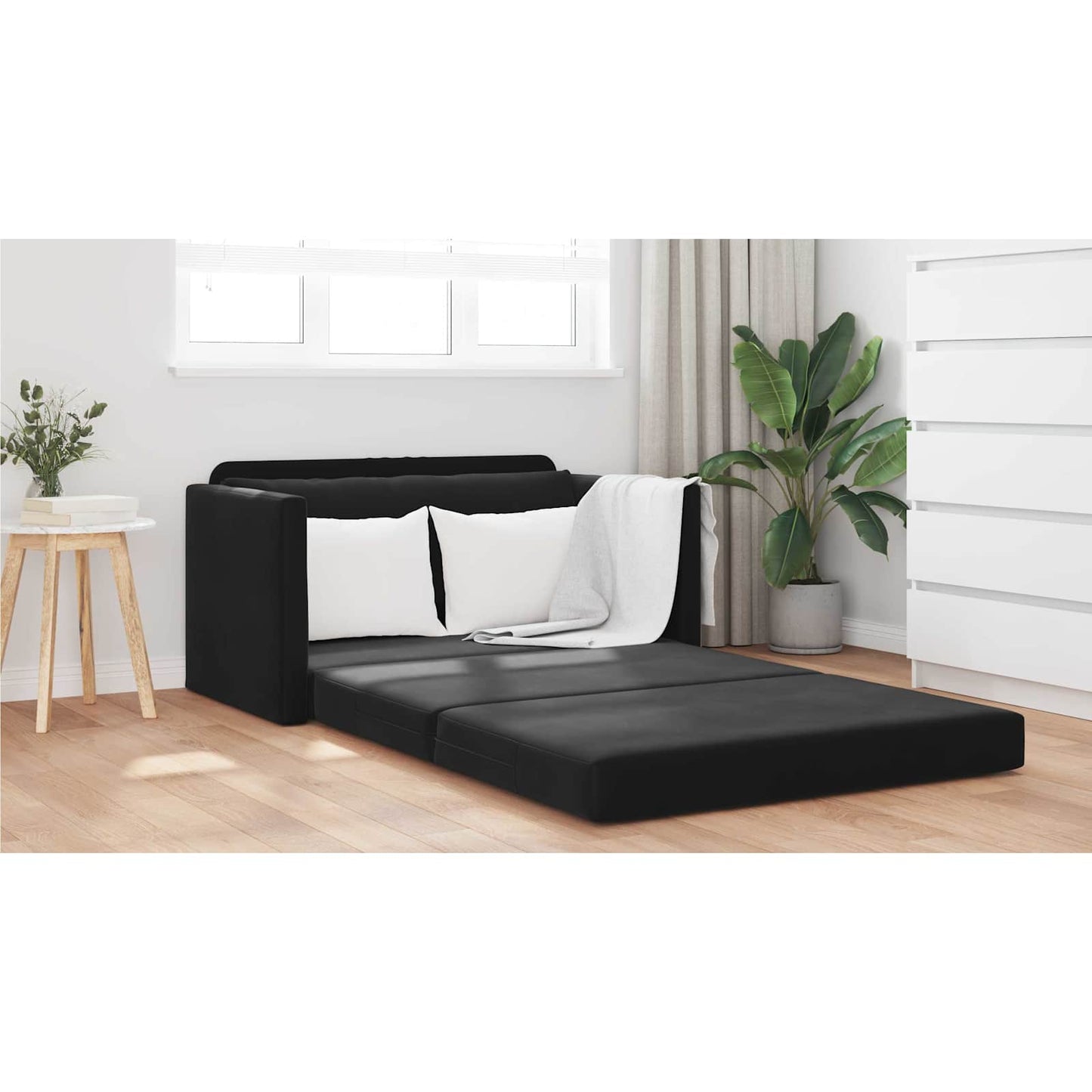 Folding Sofa Bed Black 124 x 71 x 78 cm Velvet