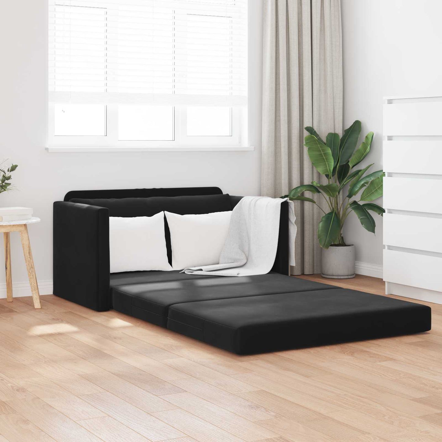Folding Sofa Bed Black 124 x 71 x 78 cm Velvet