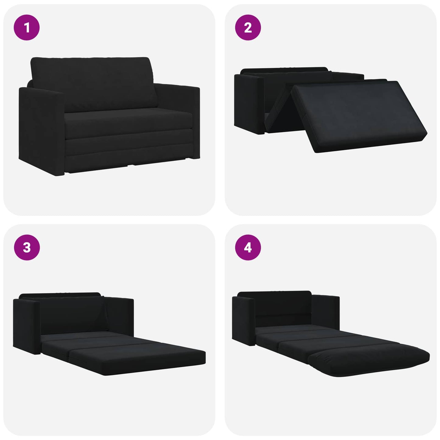Folding Sofa Bed Black 124 x 71 x 78 cm Velvet