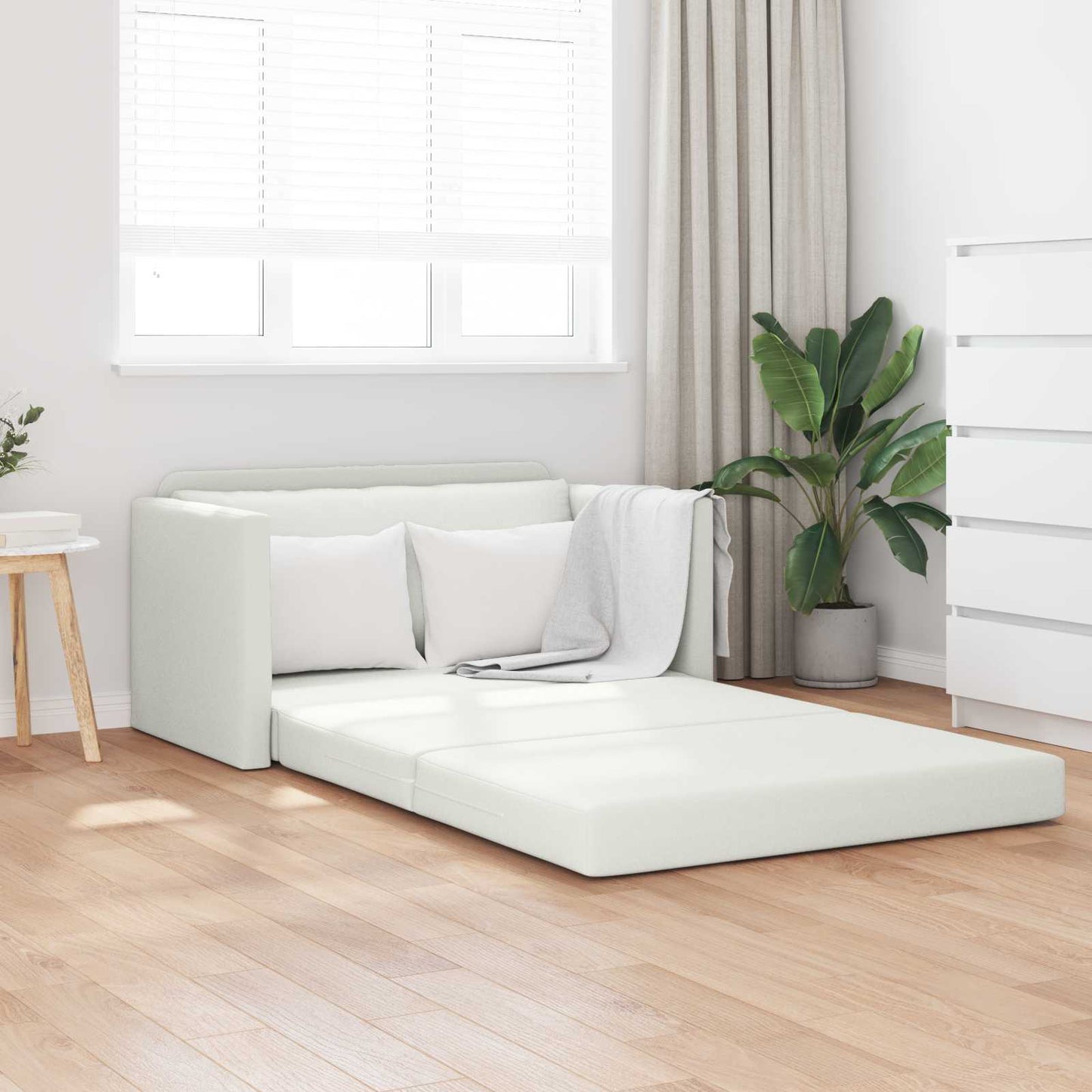 Folding Sofa Bed White 124 x 71 x 78 cm Faux Leather