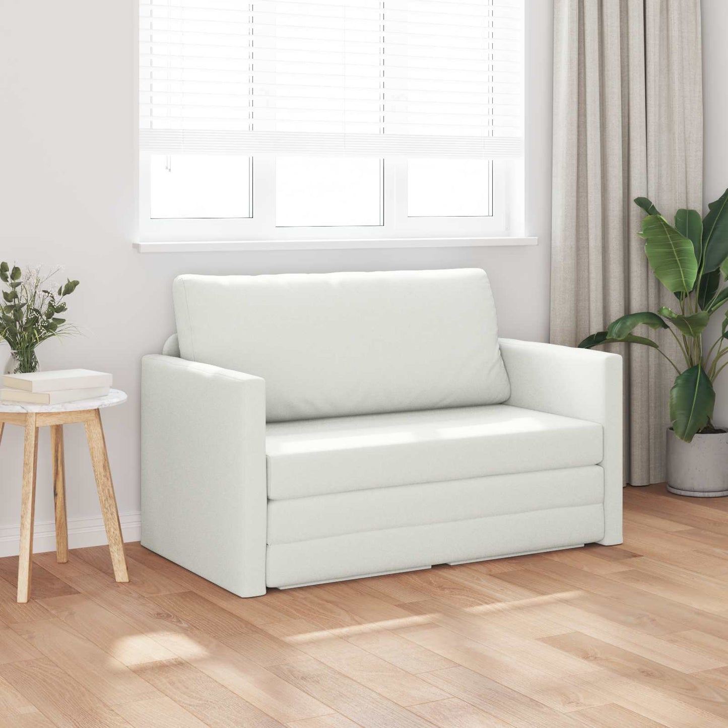 Folding Sofa Bed White 124 x 71 x 78 cm Faux Leather
