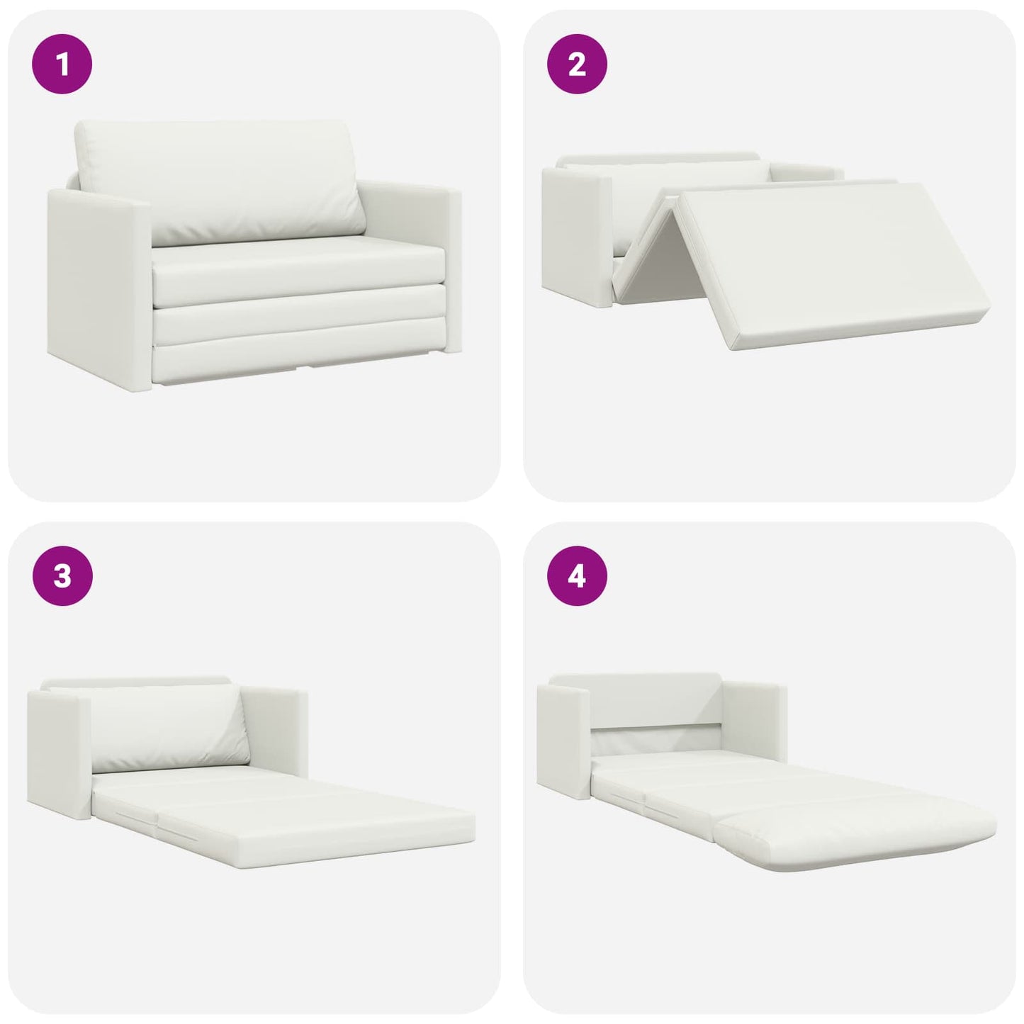 Folding Sofa Bed White 124 x 71 x 78 cm Faux Leather