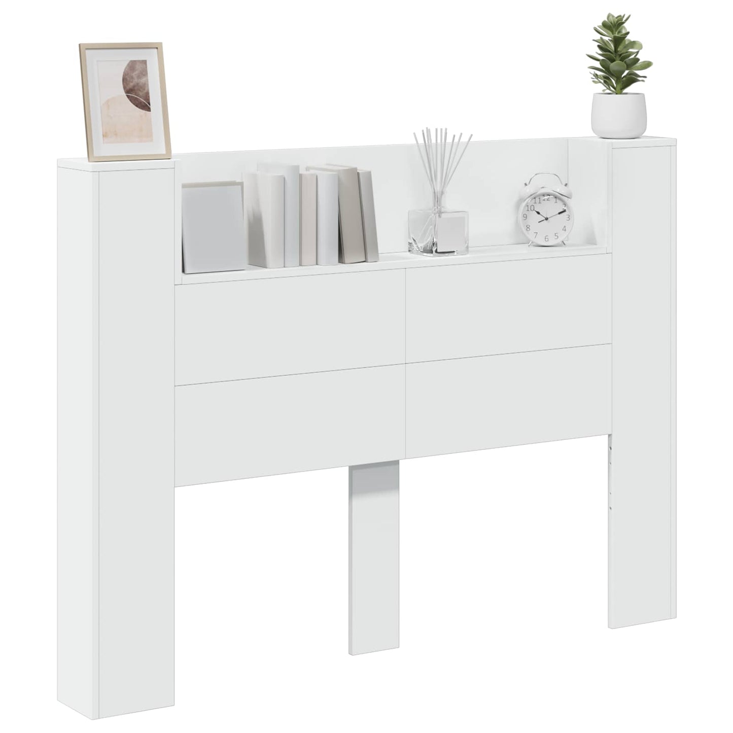 Headboard Cabinet with LED White 140 x 16.5 x 103.5 cm