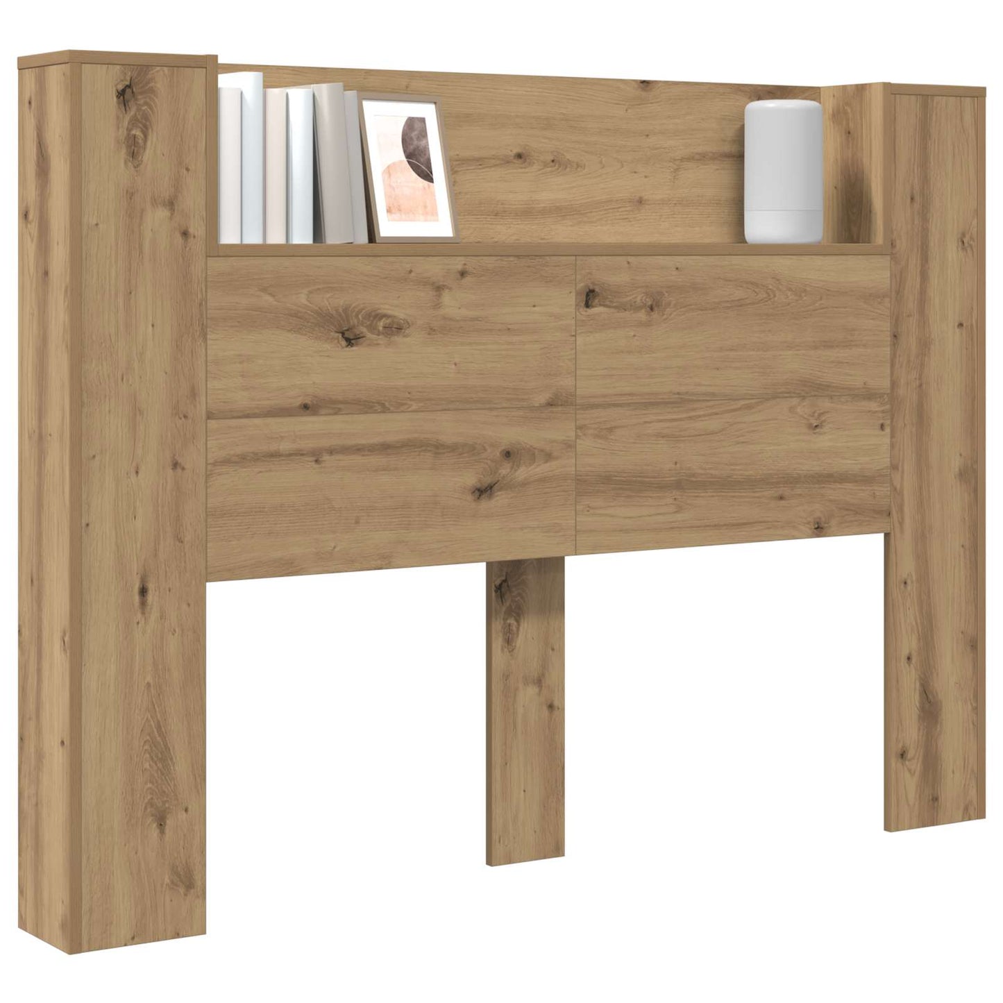 Headboard Cabinet with LED Artisan Oak 140 x 16.5 x 103.5 cm