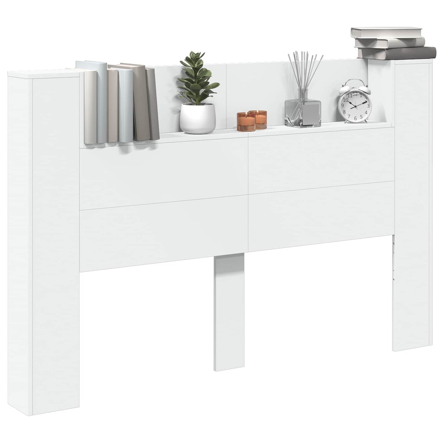 Headboard Cabinet with LED White 160 x 16.5 x 103.5 cm