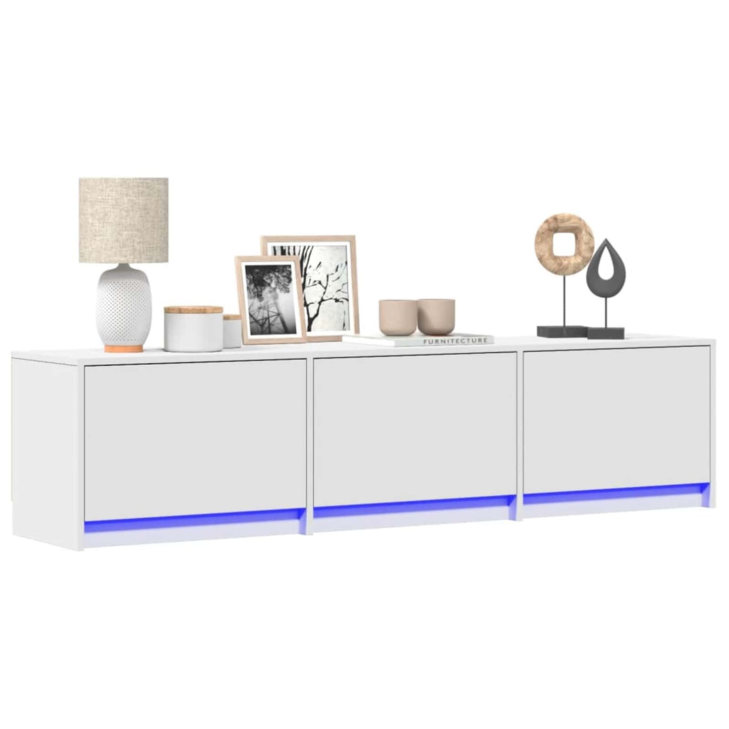 TV Cabinet with LED White 165 x 34 x 40 cm Engineered Wood