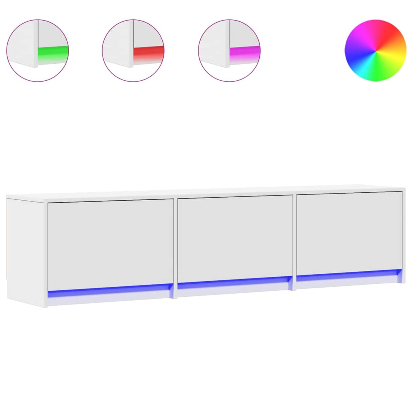 TV Cabinet with LED White 165 x 34 x 40 cm Engineered Wood