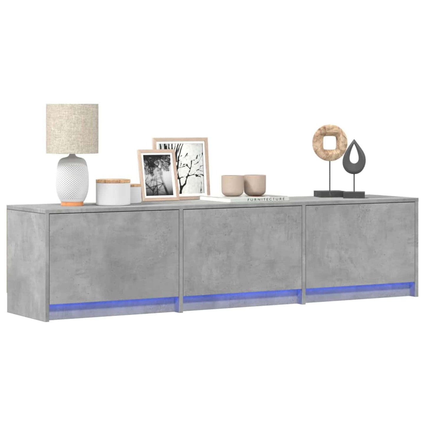 TV Cabinet with LED Concrete 165 x 34 x 40 cm Engineered Wood