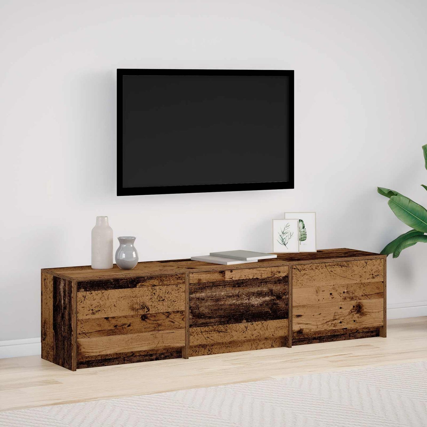 TV Cabinet with LED Old Wood 165 x 34 x 40 cm Engineered Wood