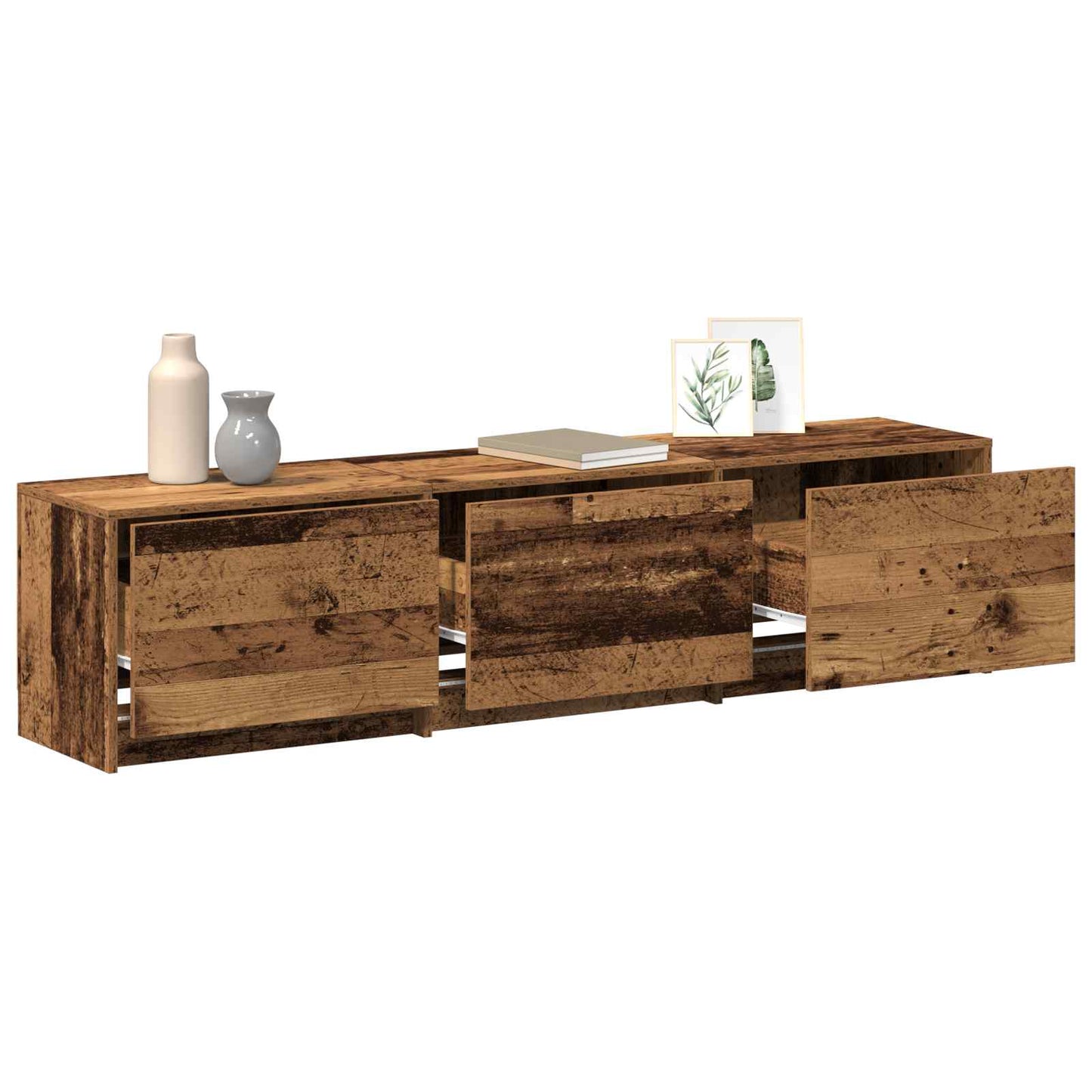 TV Cabinet with LED Old Wood 165 x 34 x 40 cm Engineered Wood