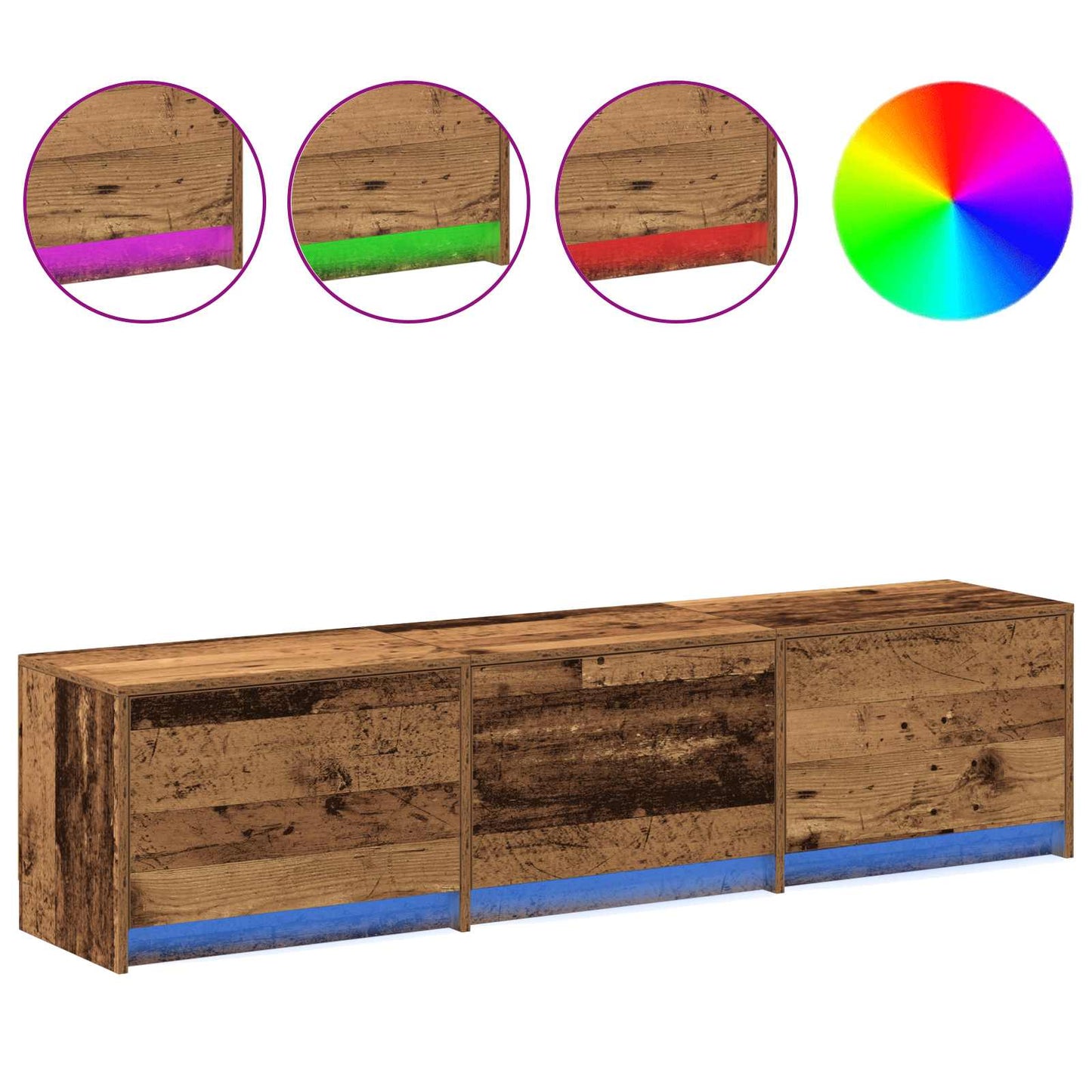 TV Cabinet with LED Old Wood 165 x 34 x 40 cm Engineered Wood