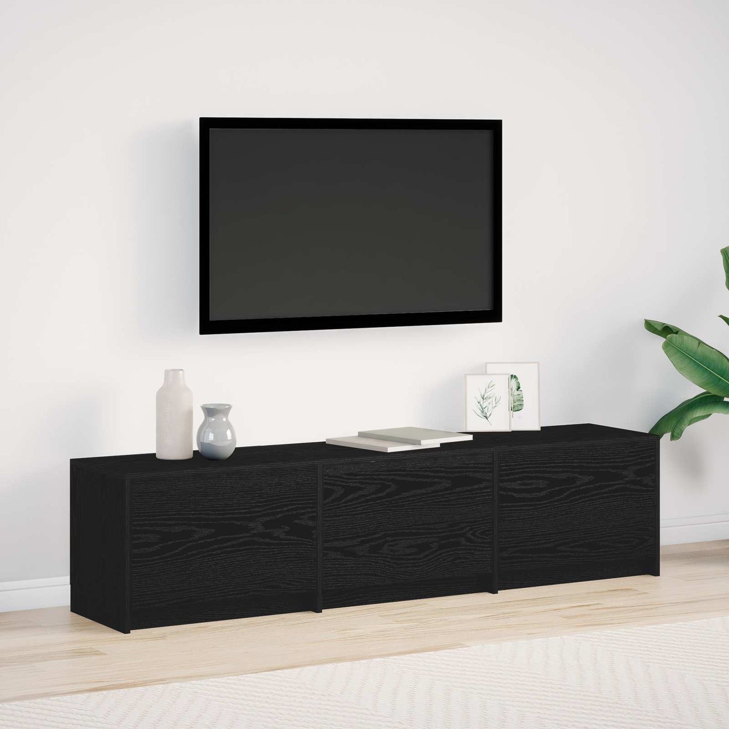 TV Cabinet Black Oak Engineered Wood