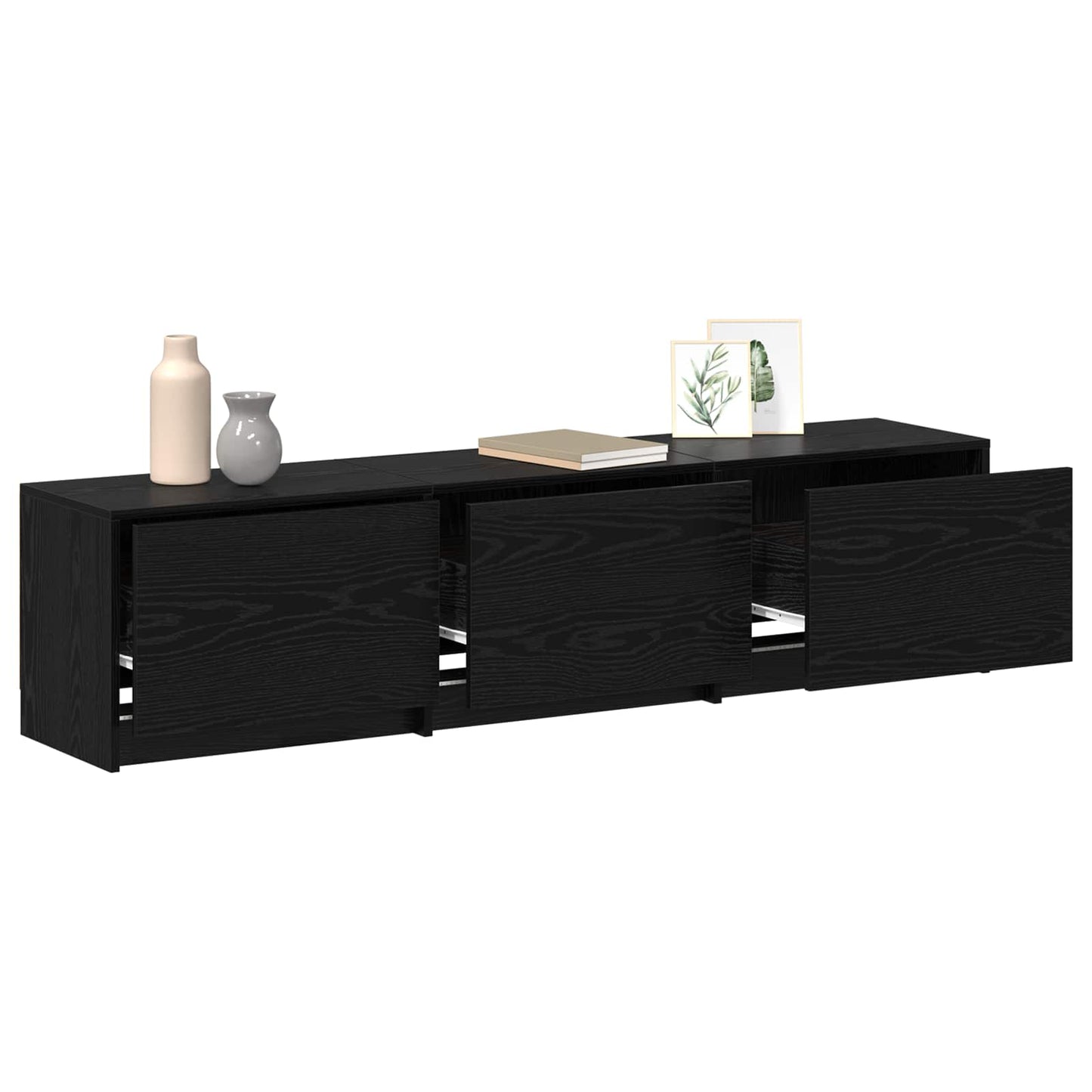 TV Cabinet Black Oak Engineered Wood