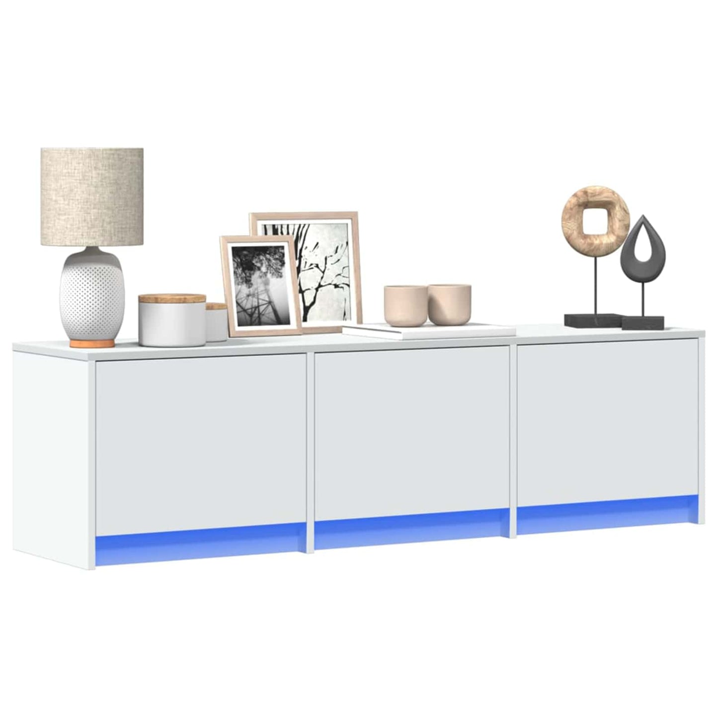 TV Cabinet with LED White 140 x 34 x 40 cm Engineered Wood