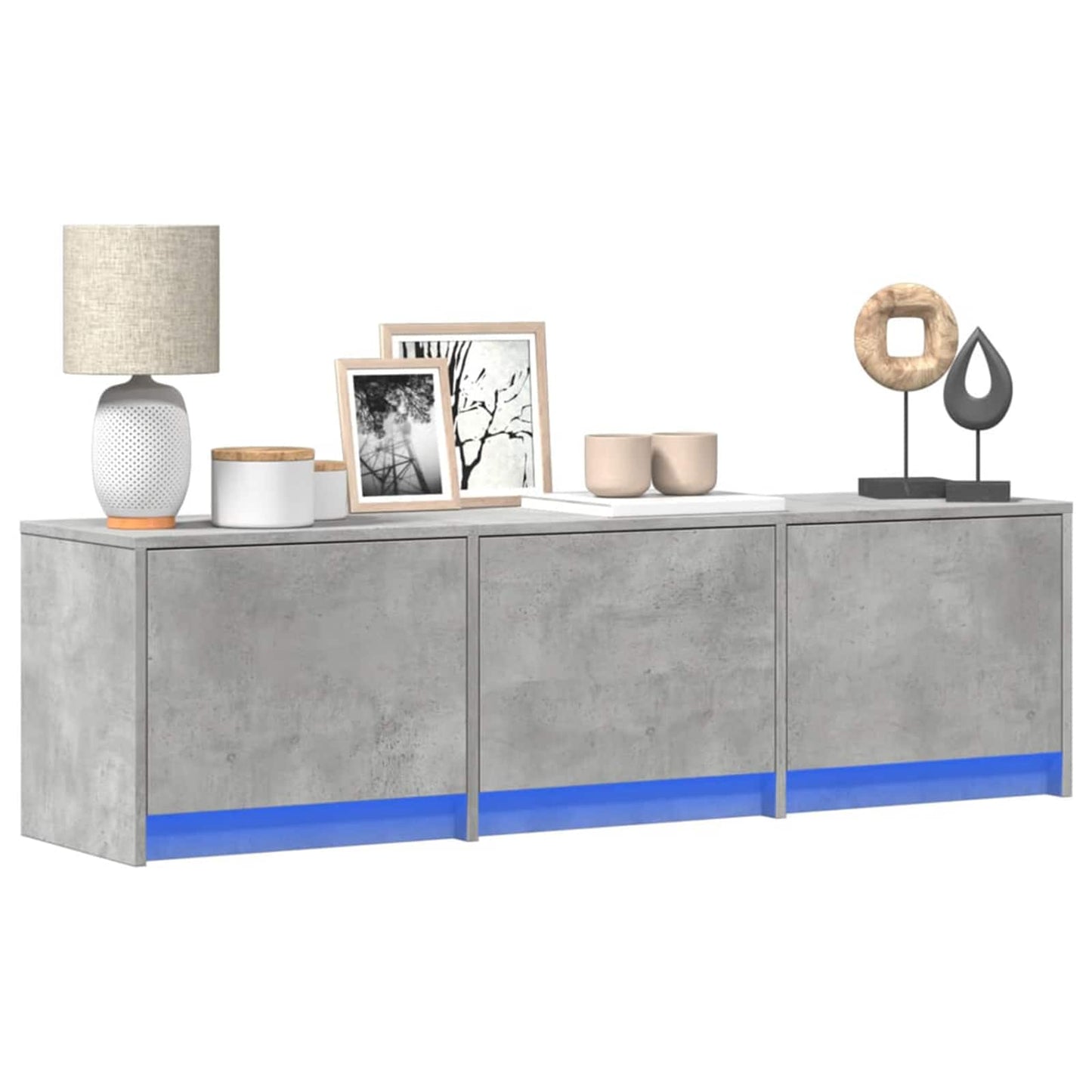 TV Cabinet with LED Concrete 140 x 34 x 40 cm Engineered Wood