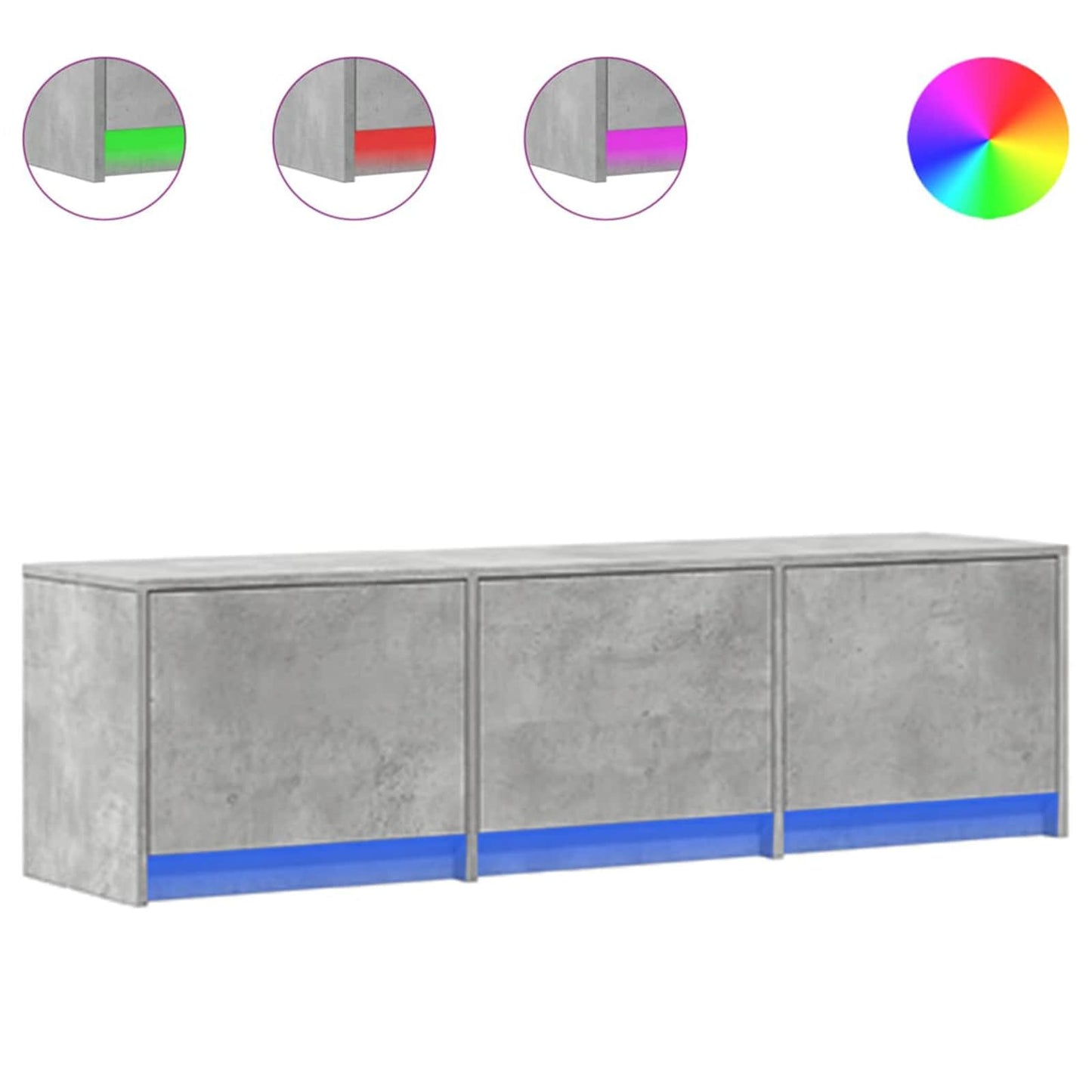 TV Cabinet with LED Concrete 140 x 34 x 40 cm Engineered Wood