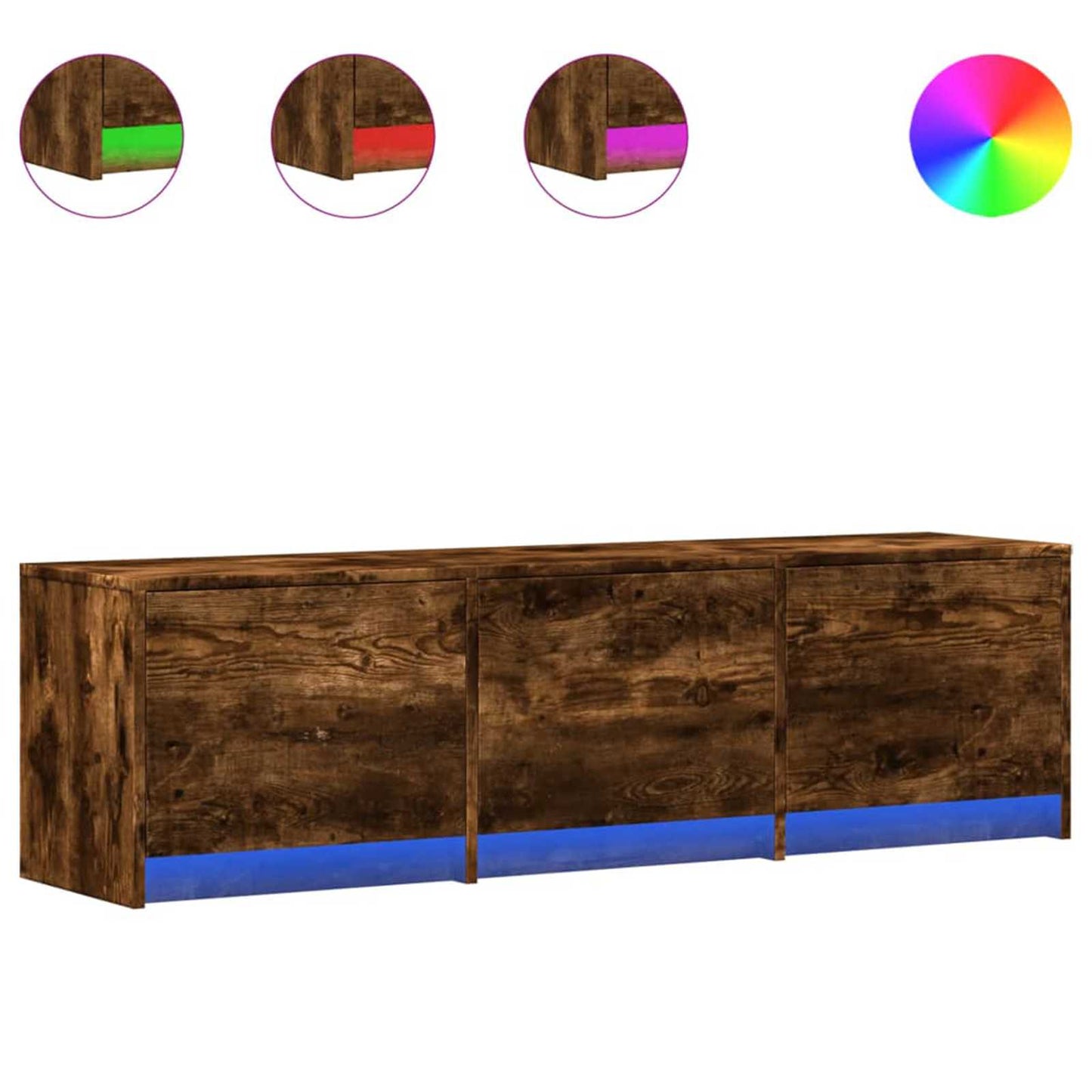 TV Cabinet with LED Smoked Oak 140 x 34 x 40 cm Engineered Wood