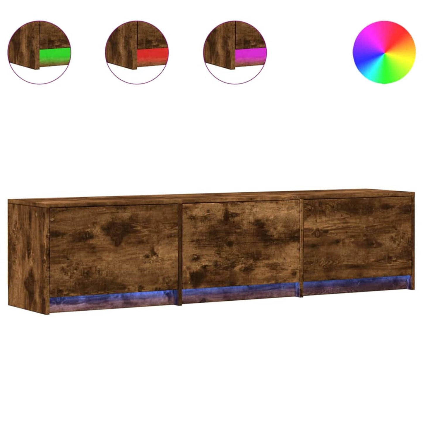 TV Cabinet with LED Smoked Oak 165 x 34 x 40 cm Engineered Wood