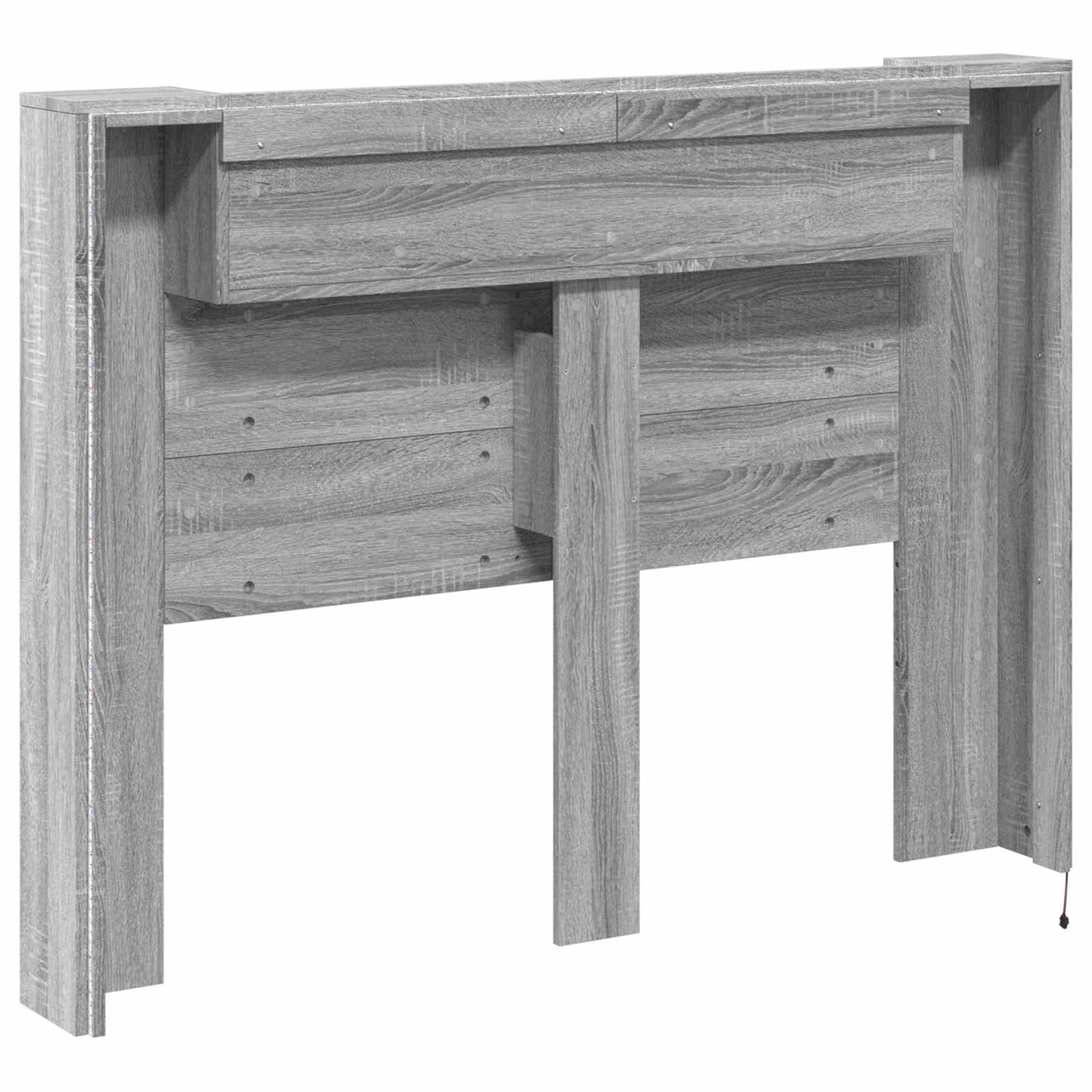 Headboard Cabinet with LED Grey Sonoma 140 x 16.5 x 103.5 cm