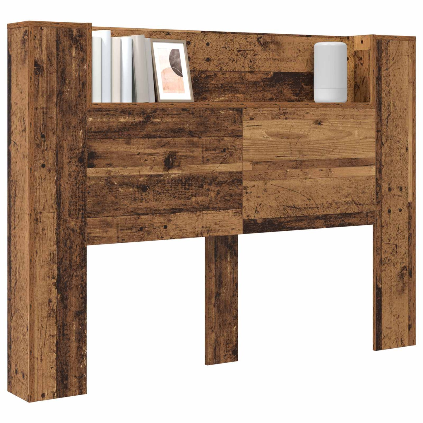 Headboard Cabinet with LED Old Wood 140 x 16.5 x 103.5 cm