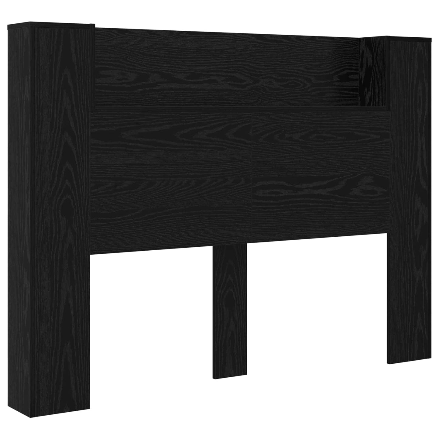 Headboard Cabinet with LED Black Oak 140 x 16.5 x 103.5 cm