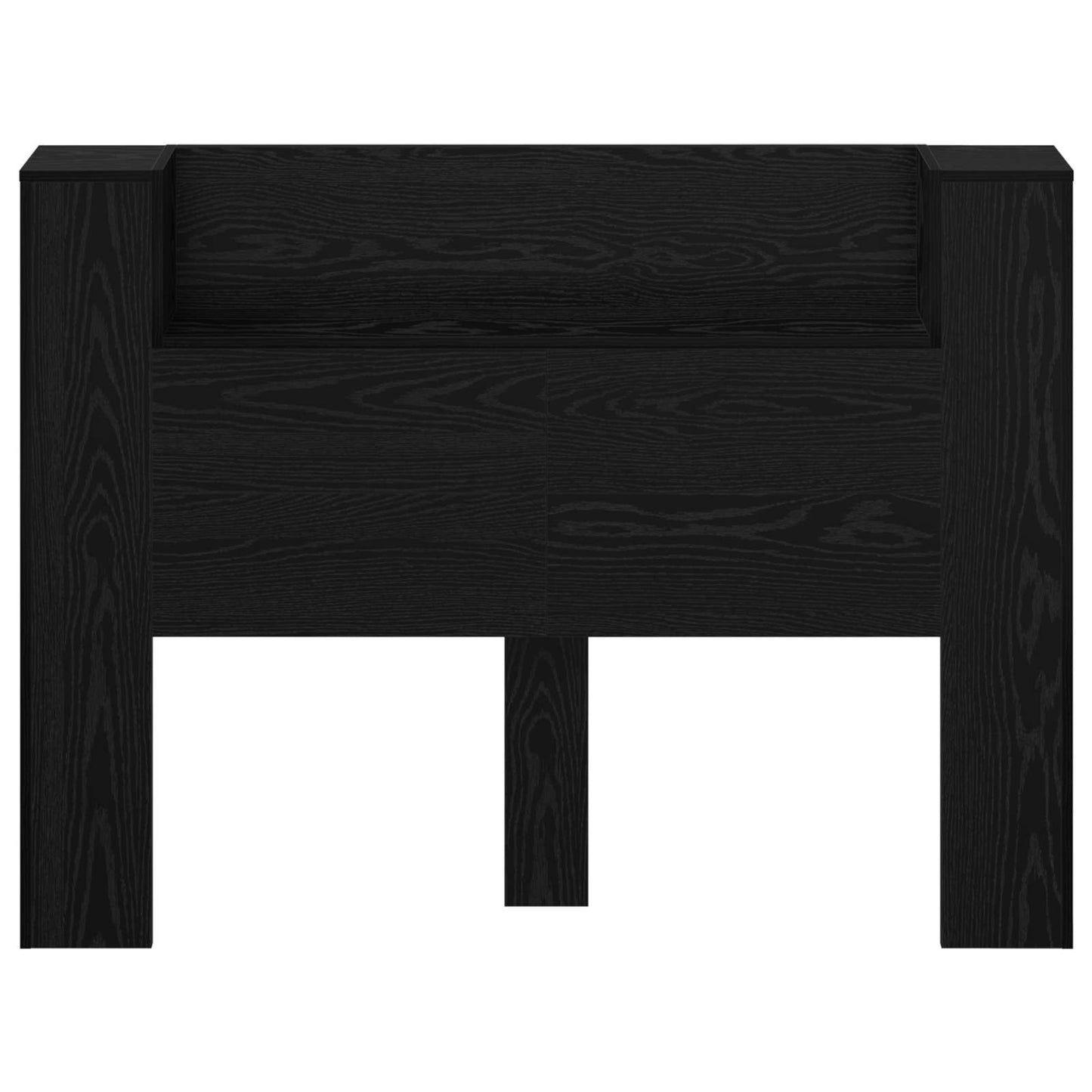 Headboard Cabinet with LED Black Oak 140 x 16.5 x 103.5 cm