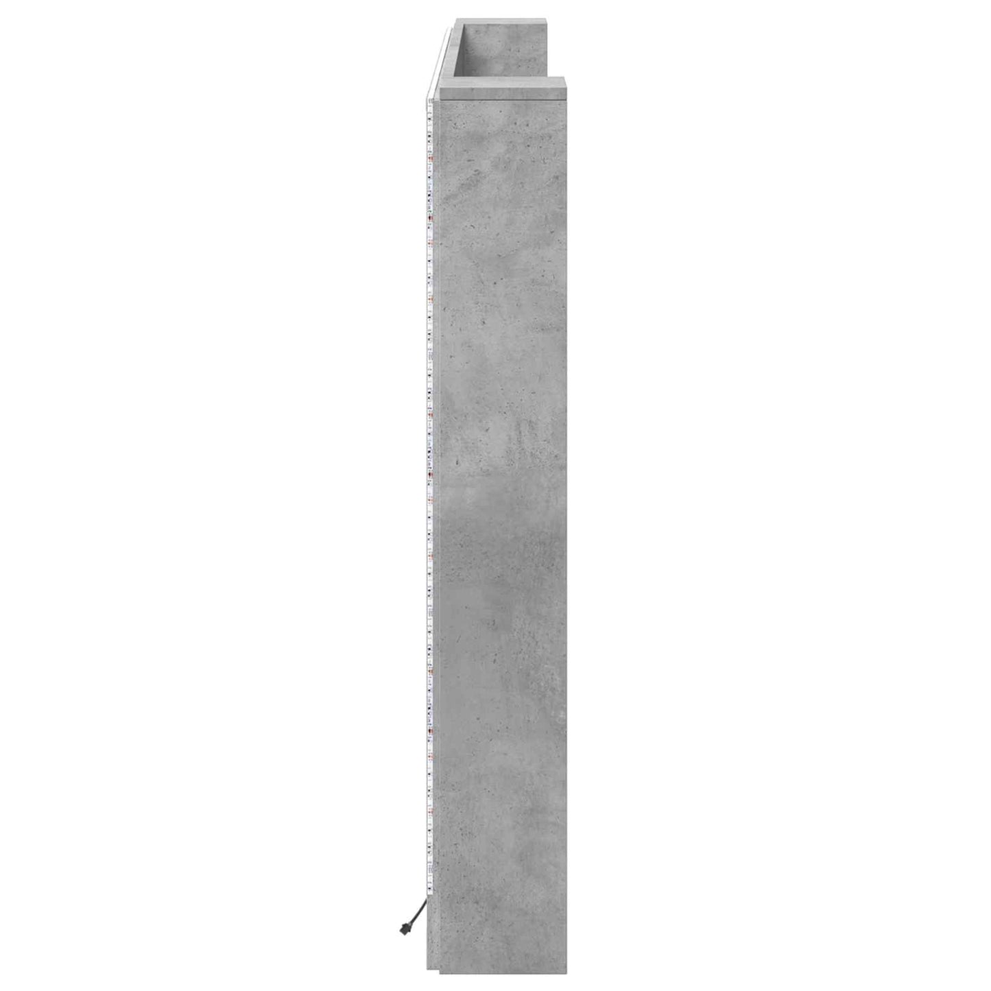 Headboard Cabinet with LED Concrete 180 x 16.5 x 103.5 cm