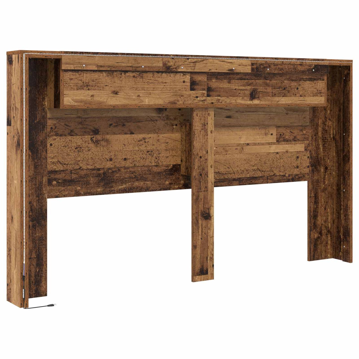 Headboard Cabinet with LED Old Wood 180 x 16.5 x 103.5 cm