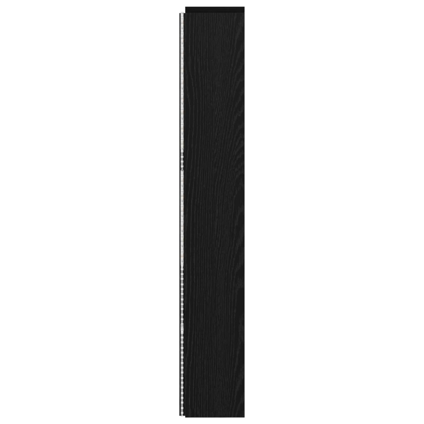 Headboard Cabinet with LED Black Oak 180 x 16.5 x 103.5 cm